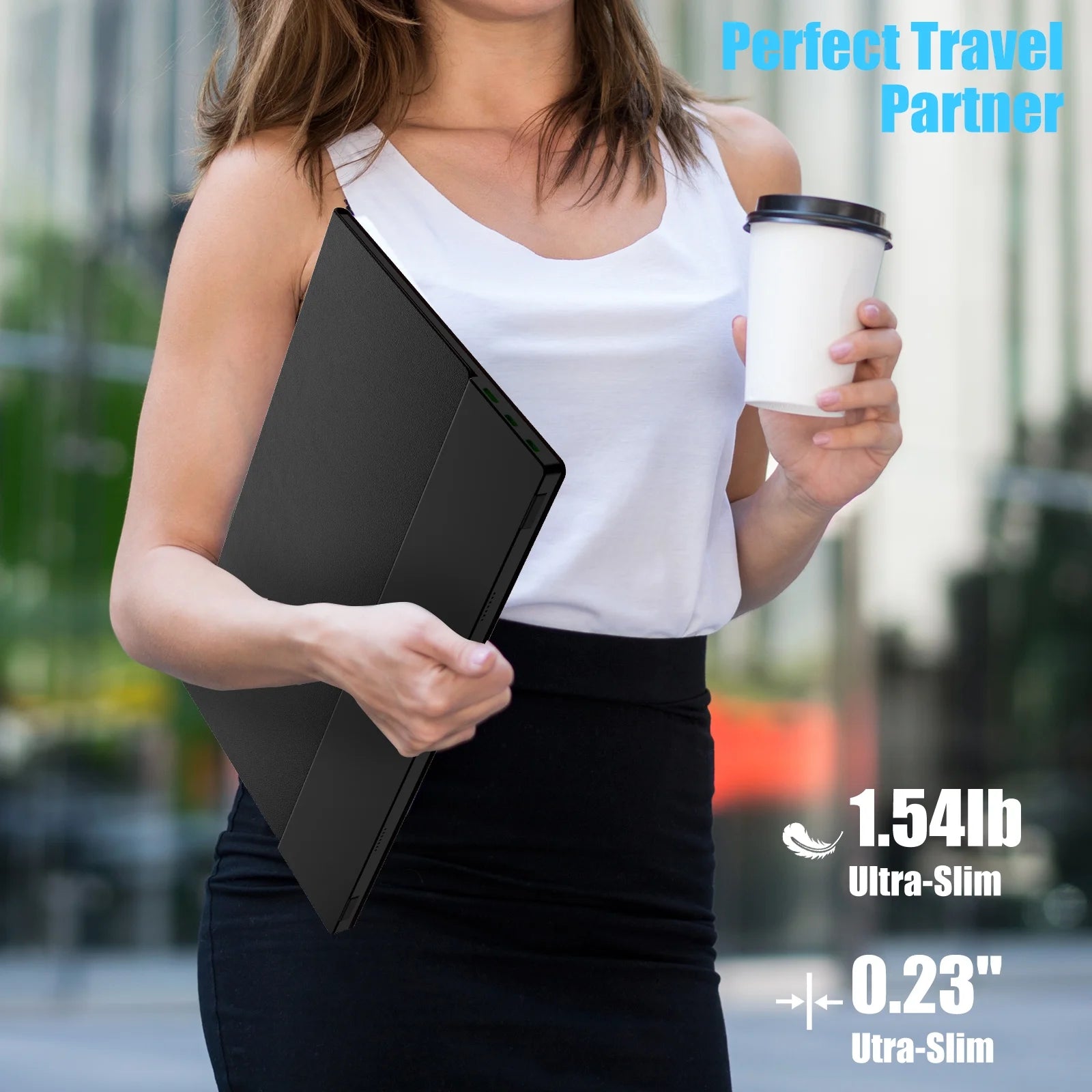 15.6-Inch Portable 1080P FHD IPS Laptop Monitor with Protective Case (Black)