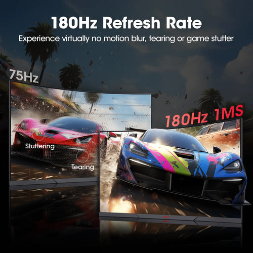 27 Inch Curved Gaming Monitor, 180Hz FHD Computer Monitors, 99% Srgb, Adaptive-Sync, 27E6CA