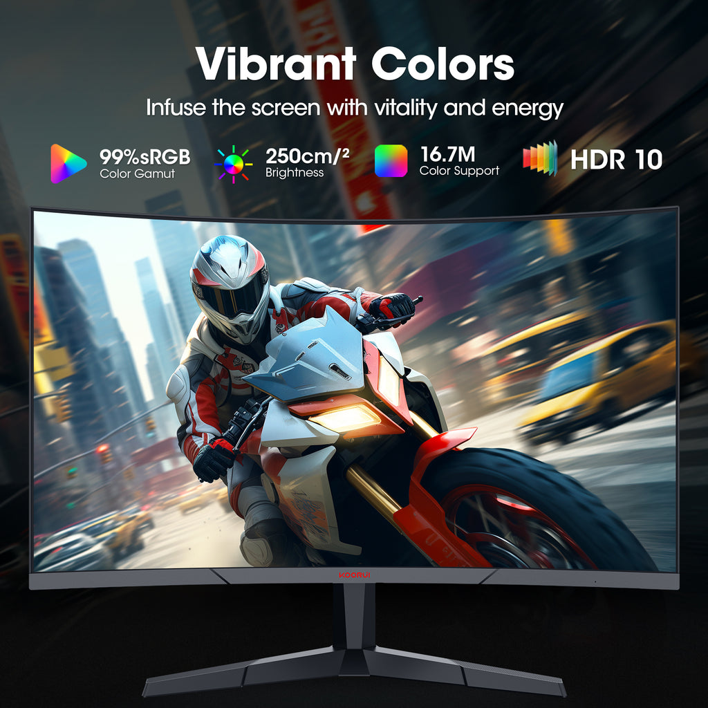 27 Inch Curved Gaming Monitor, 180Hz FHD Computer Monitors, 99% Srgb, Adaptive-Sync, 27E6CA
