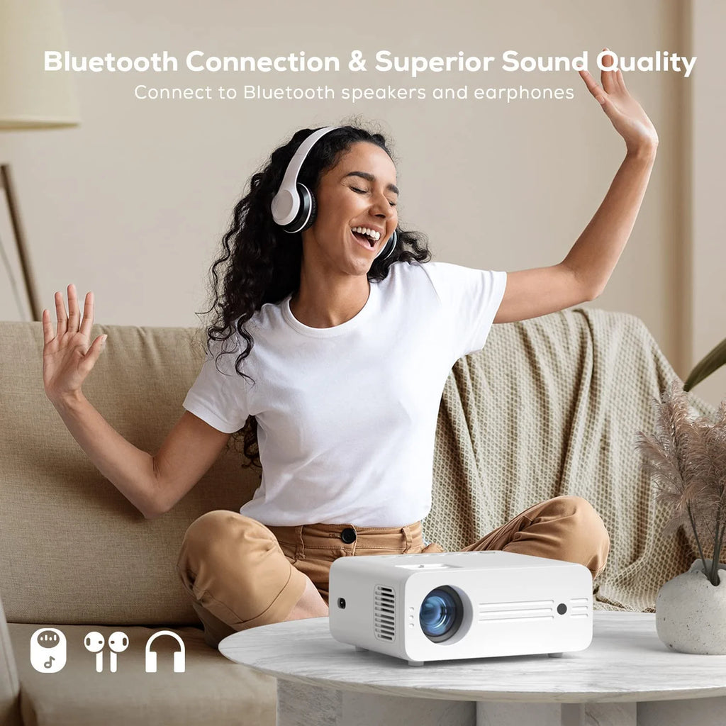 1080P Native Projector with 5G WiFi and Bluetooth 5.2, 9000 Lumens LED Brightness, 4K Support, 180-Inch Display, Portable Home Theater Projector with Carrying Bag
