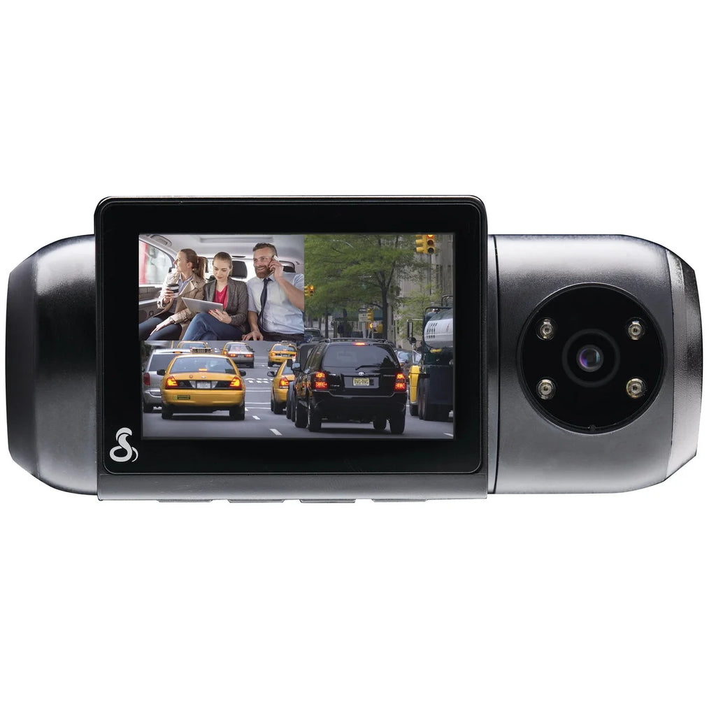 SC 201 1080P Dash Cam + Interior Night Vision Cam, Live Alerts, Carplay Compatible Dash Camera