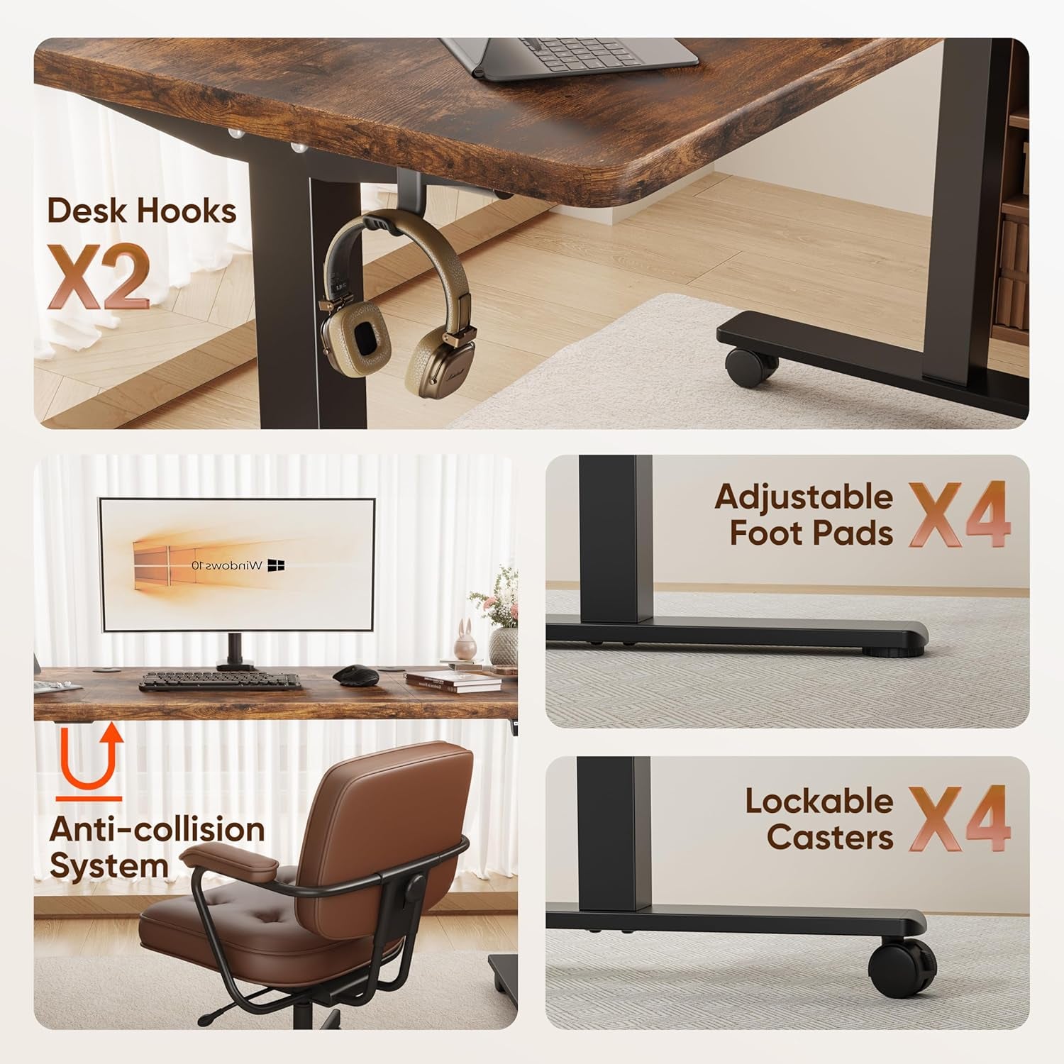 Electric Standing Desk 55"X24"Height Adjustable Sit Stand up Desk