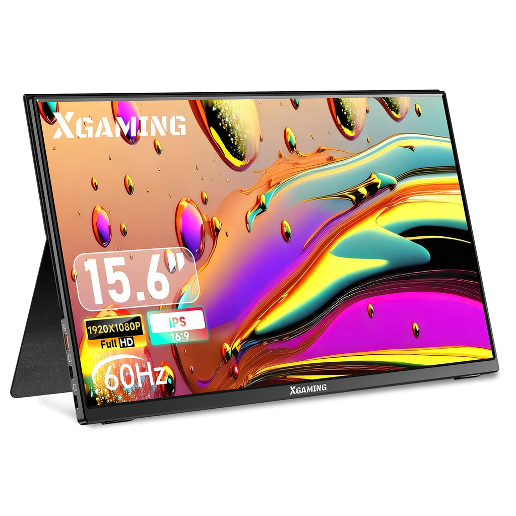 15.6-Inch Portable 1080P FHD IPS Laptop Monitor with Protective Case (Black)