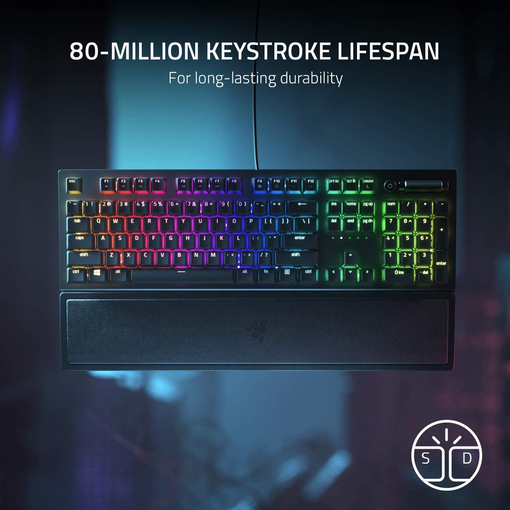 Razer BlackWidow V3 Mechanical Gaming Keyboard with Green Tactile Clicky Switches, Chroma RGB Lighting, Compact Design, and Programmable Macros