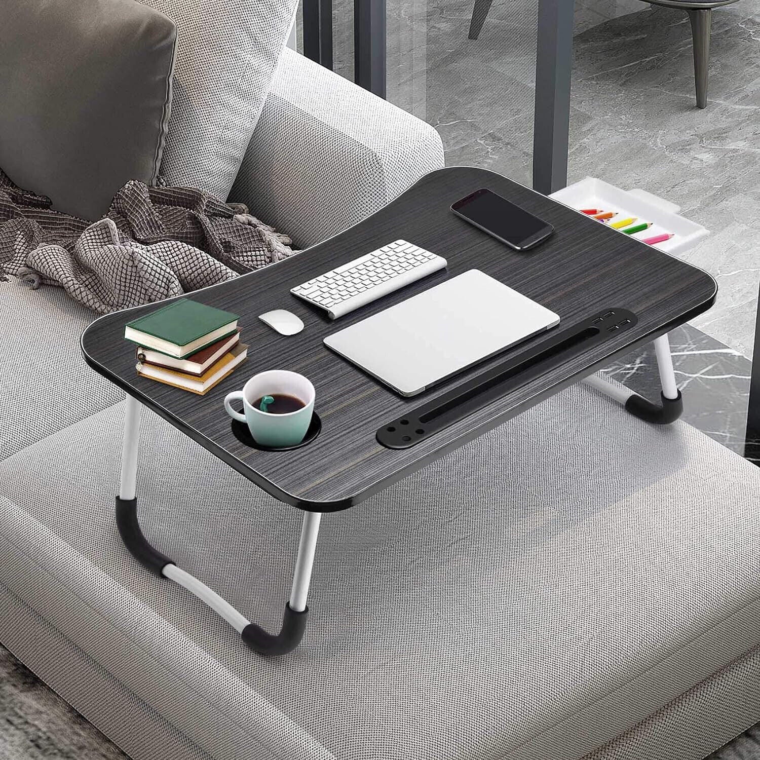 HBN Foldable Laptop Desk and Breakfast Tray for Bed Use