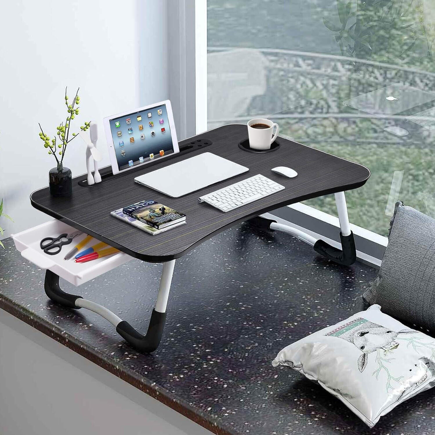 HBN Foldable Laptop Desk and Breakfast Tray for Bed Use