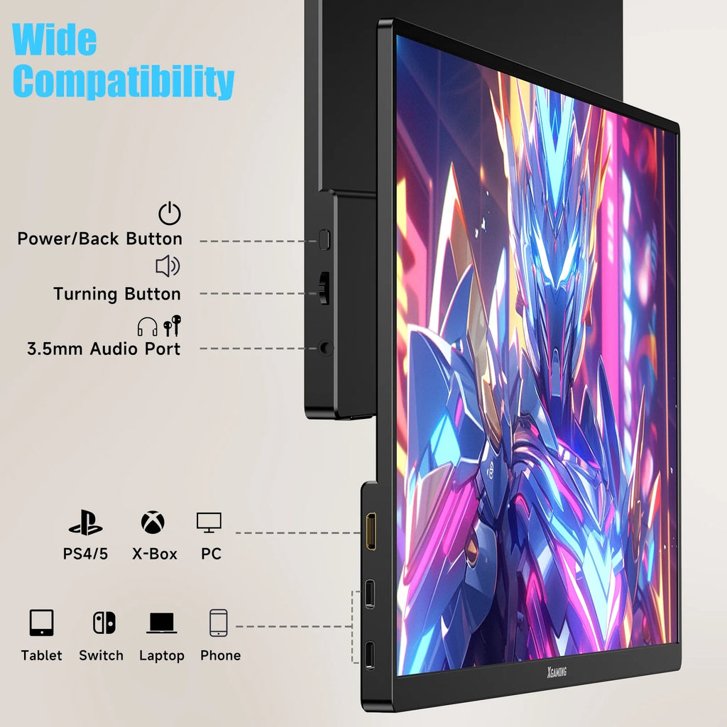 15.6-Inch Portable 1080P FHD IPS Laptop Monitor with Protective Case (Black)