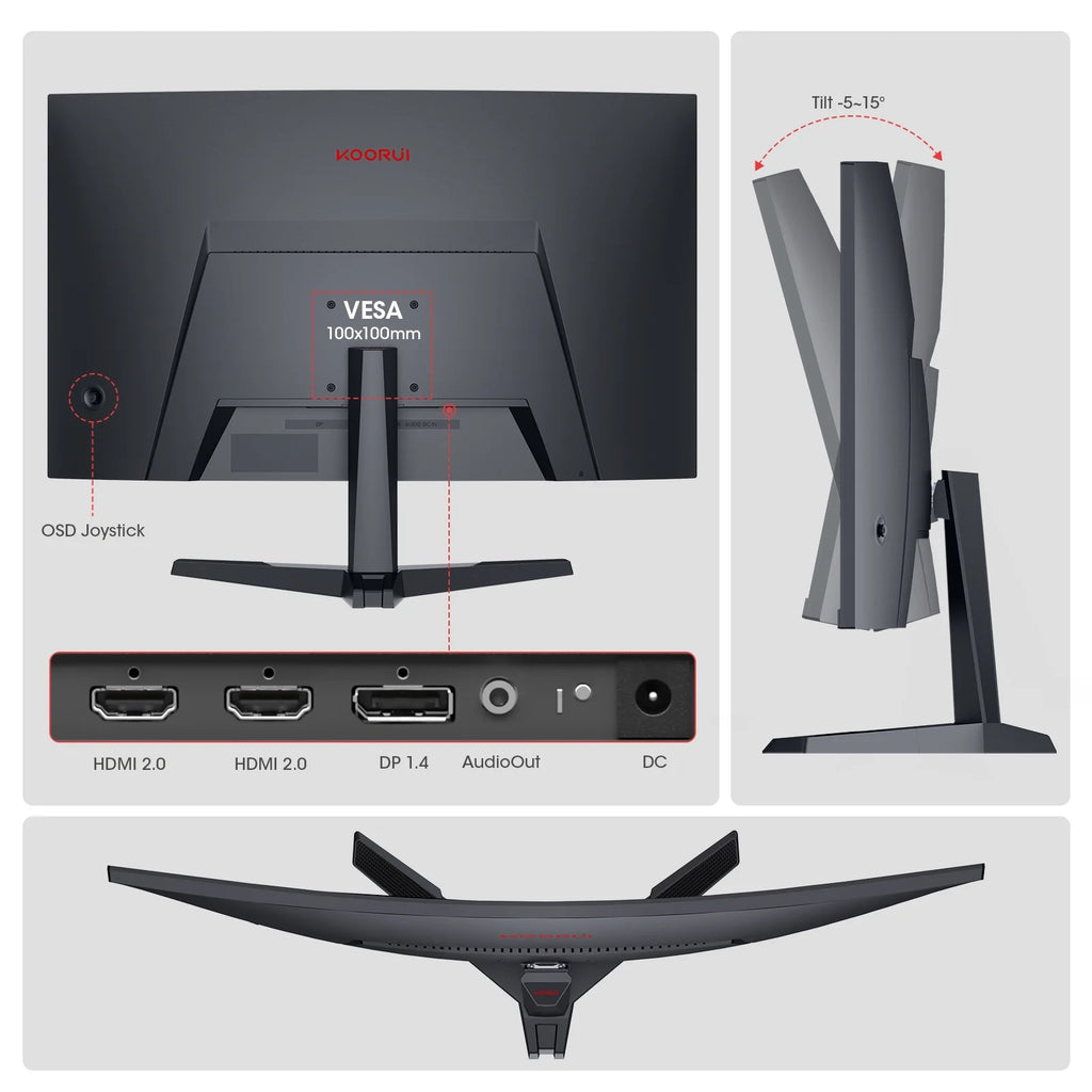 27 Inch Curved Gaming Monitor, 180Hz FHD Computer Monitors, 99% Srgb, Adaptive-Sync, 27E6CA