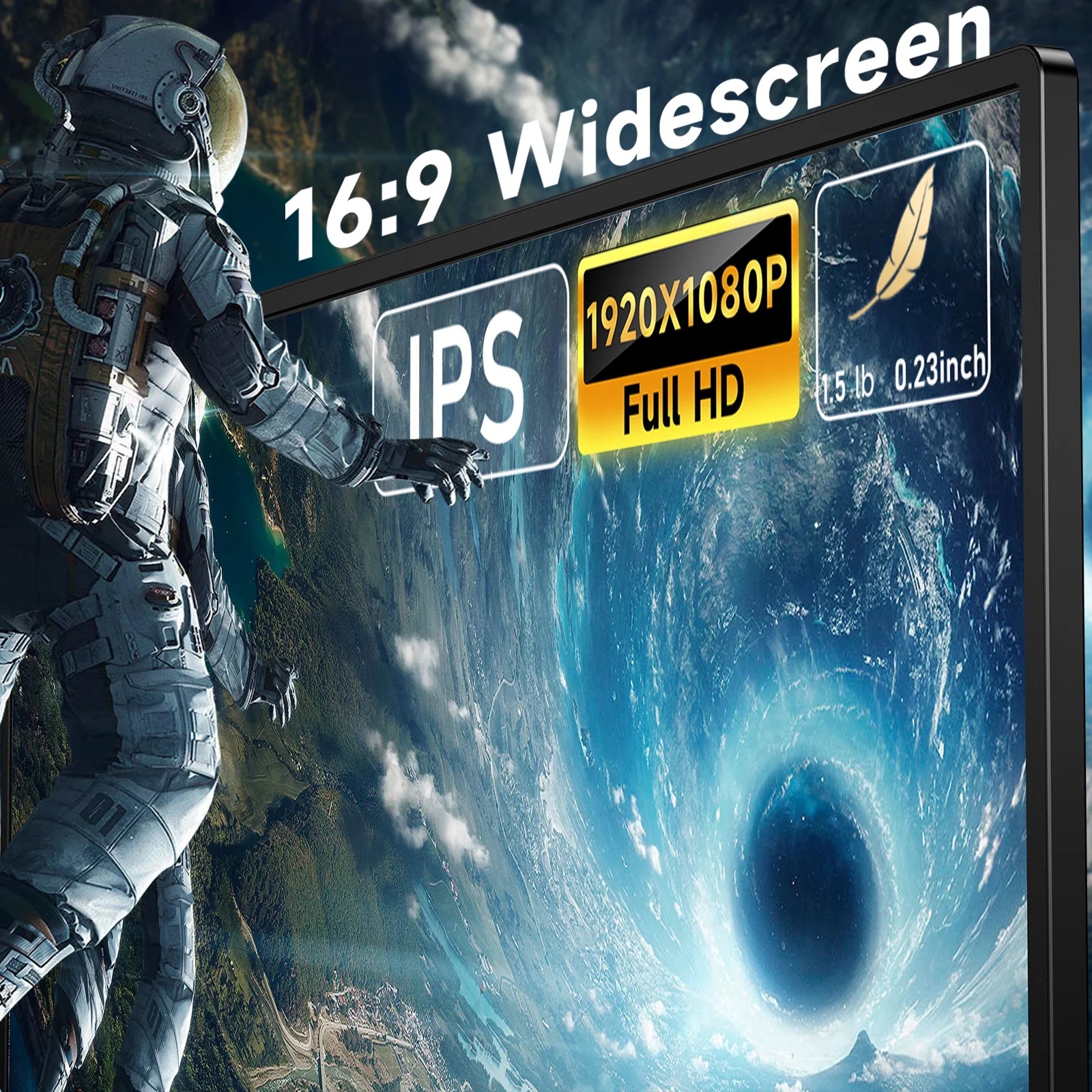 15.6-Inch Portable 1080P FHD IPS Laptop Monitor with Protective Case (Black)