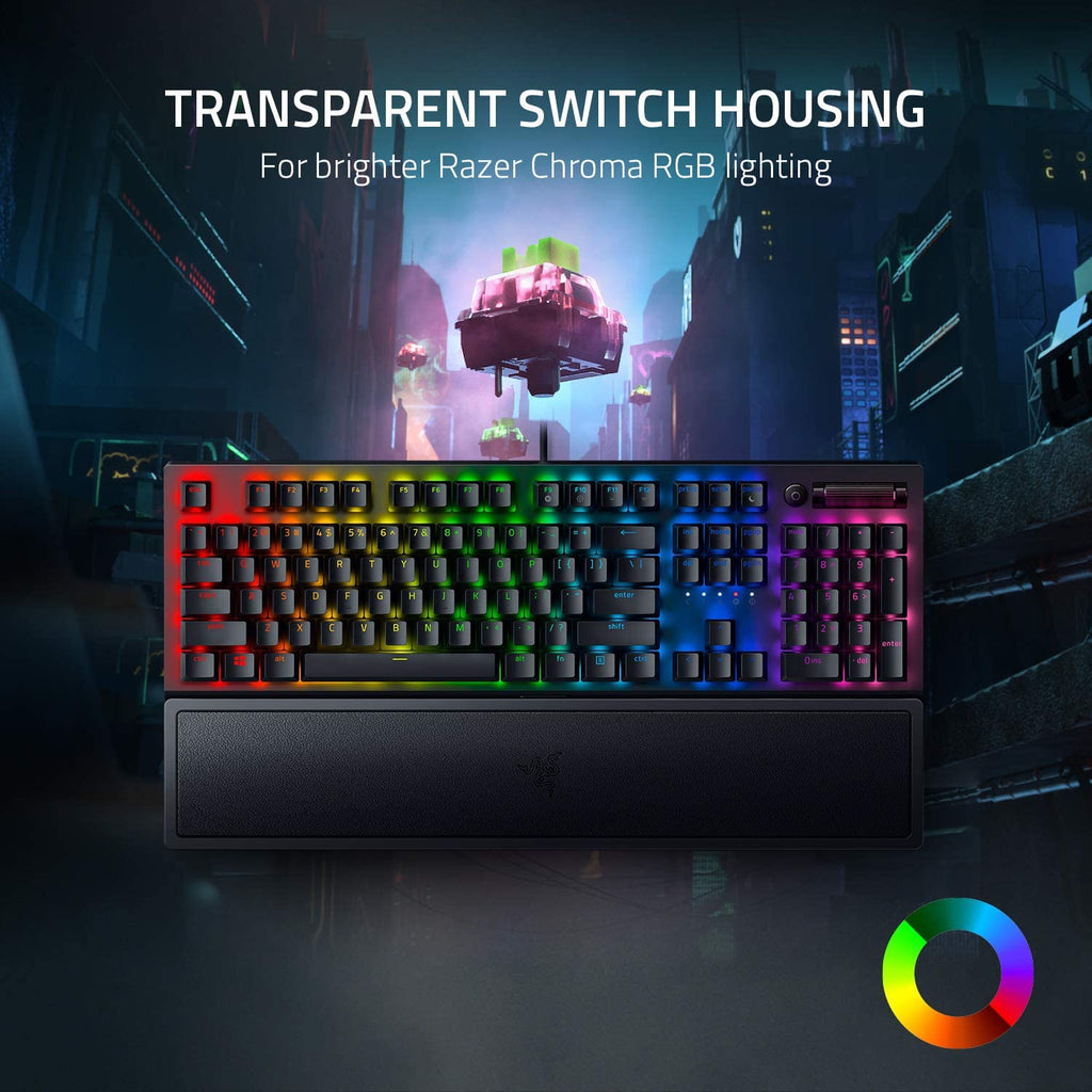 Razer BlackWidow V3 Mechanical Gaming Keyboard with Green Tactile Clicky Switches, Chroma RGB Lighting, Compact Design, and Programmable Macros